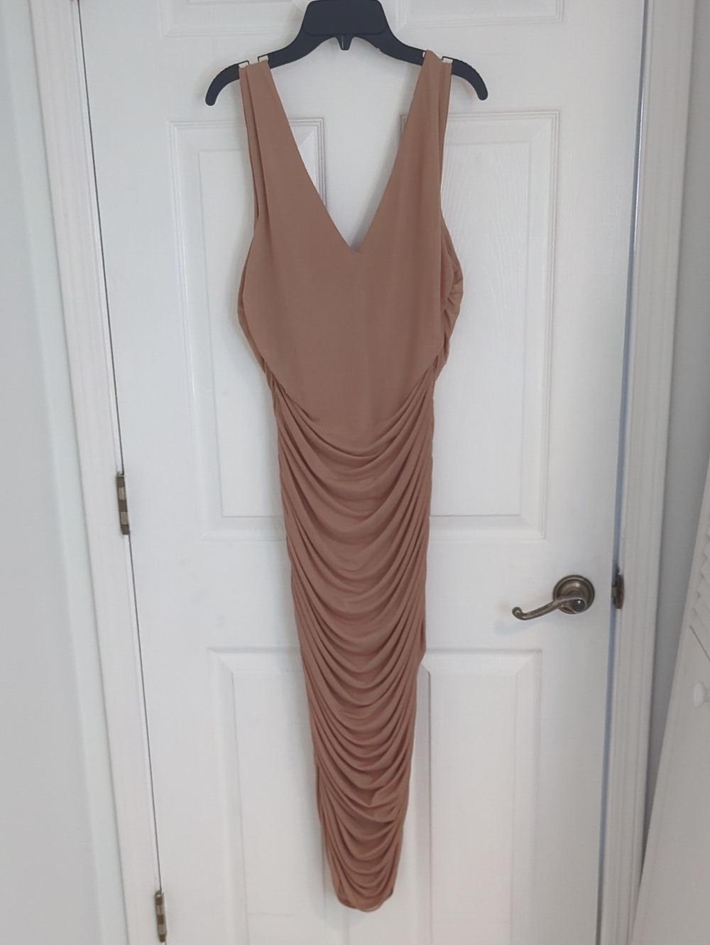 AFRM Neutral Tan Ruched Maxi Dress